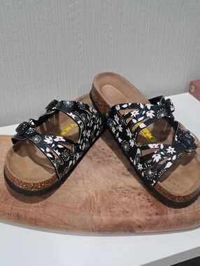 Viking Floral Print Cork Footbed Sandals